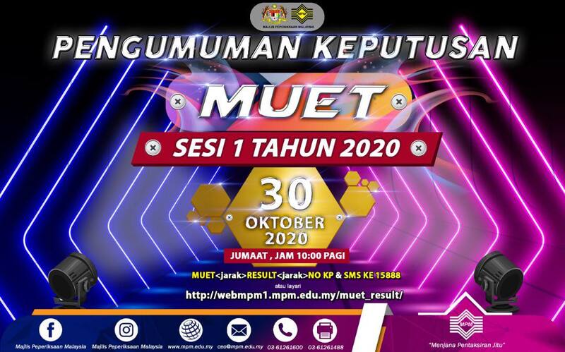 Semakan keputusan MUET 2020 Sesi 1 2 3 secara Online dan SMS