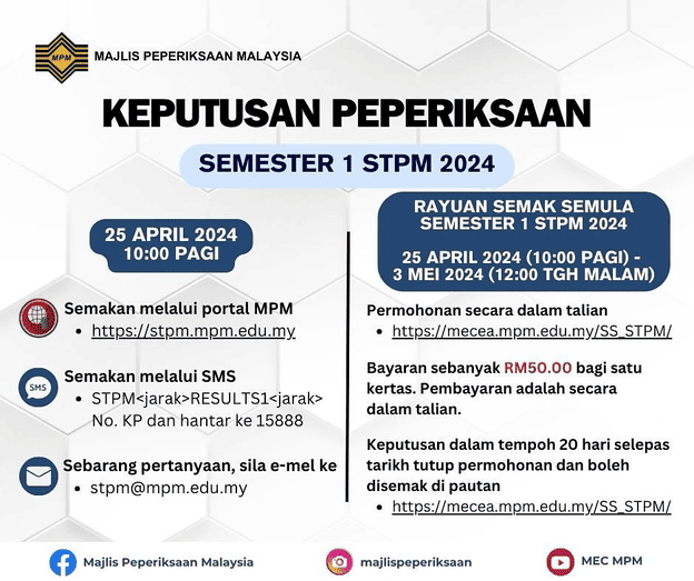 Semakan Keputusan STPM Semester