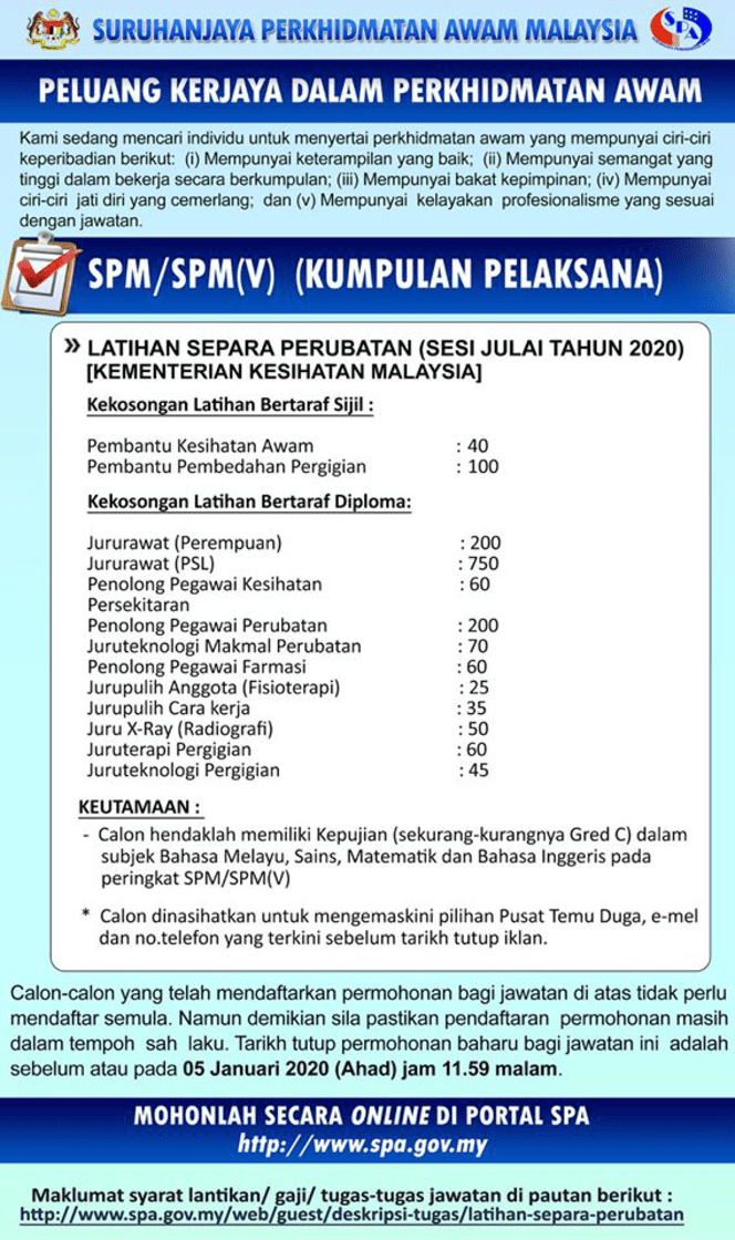 Permohonan Latihan Separa Perubatan 2020 Sijil Dan Diploma